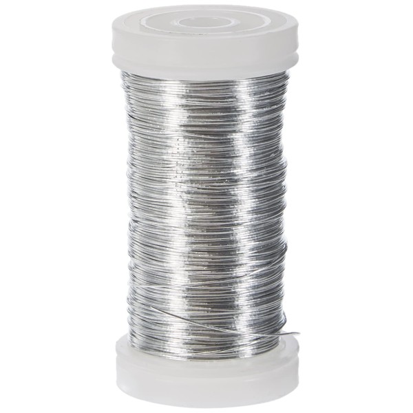 Rayher 2400121 Floral Wire for Flower Arrangements, Florists wire, silver, 100 m
