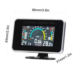 3 in 1 Car LCD Digital Meter Oil Pressure Voltage Water Temperature Gauge Universal Instrument 9 36V for Car, Truck, RV, SUV with LCD Digital Meter