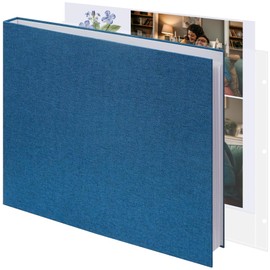 Vienrose 12x12 Inch Scrapbook 3 Ring Binder Photo Album, Linen Cover DIY Scrapbooks with 30 Sheets Plastic Sleeves and 60 Pages Scrap book White Inner Pages for Wedding Baby Travel White