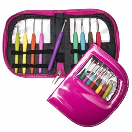 Ergo Hooks Ergonomic Crochet Hooks Cushion Grip for Ultimate Comfort Includes 9 Pieces Coloured Crochet Hooks Set + Transparent Case