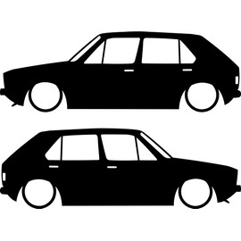 2x Lowered Classic Car Silhouette Decal Stickers for VW Golf Rabbit Mk1 5-DOOR