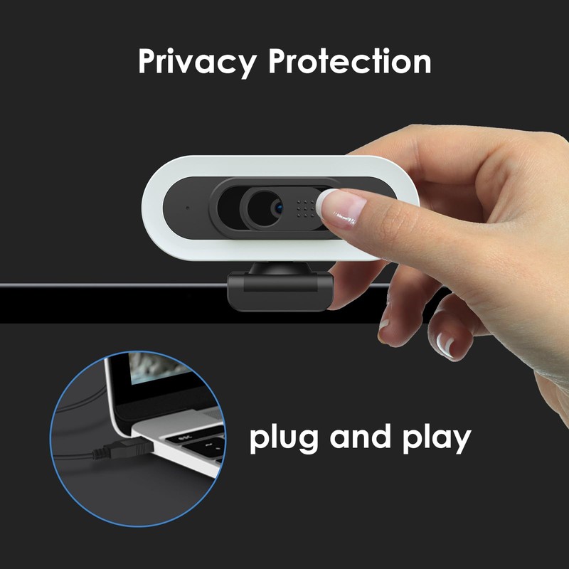 VIZOLINK W4LS Webcam HD 2K/1080P with Ring Lighting, Auto Focus,