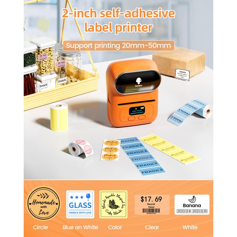 Phomemo Label Maker - Mini Bluetooth Label Printer M110 Thermal