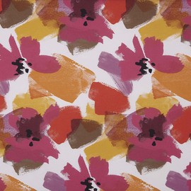 Linen Fabric Digitally Printed Sold by the Metre – Half Panama 100% Organic Cotton, Oeko-Tex Standard 100 – Width 280 cm – Length Selectable 50 in 50 cm Papavero Flowers – Fuchsia Red Orange