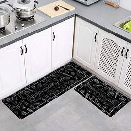 AOUCOL Kitchen Mat Cushioned, 2 PCS Anti-Fatigue Kitchen Floor Rug, Non Skid Waterproof Mat Set for Kitchen, Sink, Office, Dining Room (15.8"x23.6"+15.8"x47.2")