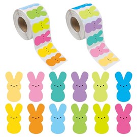 1200 pegatinas de conejo de Pascua, lindas pegatinas de conejito en rollo de colores de conejo autoadhesivo para libros de recortes, tarjetas, cajas de regalo, sobres de primavera, decoración de fiesta, 2 rollos