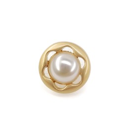 Craftisum Faux Pearl Inlaid Hollow Out Golden Flower Sewing Shank Buttons 20 Pcs - 11.5mm, 15/32"