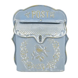 Z² BellaDecor Mailbox Wall Mount Mailboxes for Outside Vintage Mail Boxes for House Outside Metal Drop Box Antique Style Nostalgic Charm Home Decorative, Bird Pattern, Blue