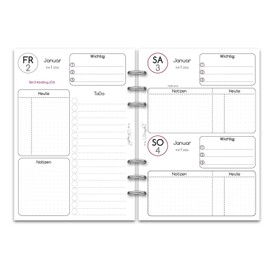 SinnWunder® Premium Calendar Inserts 2026 - Daily Calendar - 1 Day per Page - Size DIN A5 - Filofax Perforation