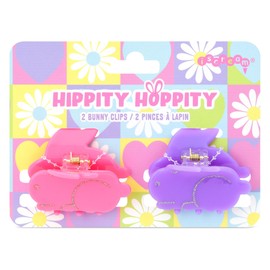 iscream Set of 2 Colorful Glitter Accent 2" Claw Hair Clips - Bright Easter Bunnies
