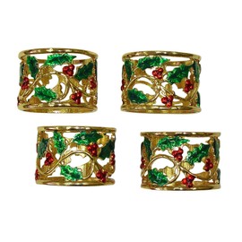 Lenox Holly and Berry Napkin Rings, Set of 4