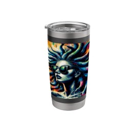 Mens Retro Medusa in Sunglasses Greek Mythology Stainless Steel Insulated Tumbler