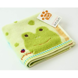 UCHINO Hand Towel, Green, Frog, Approx. 13.4 x 13.8 inches (34 x 35 cm), Mochi Puni Guest Towel, 9004G704 G