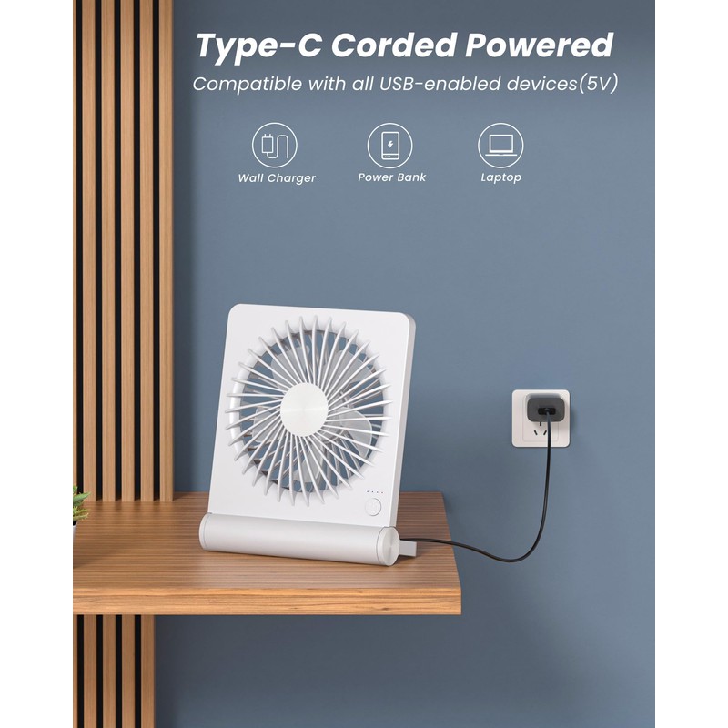 Koonie USB Fan, Strong Wind Ultra Quiet Small Desk Fan