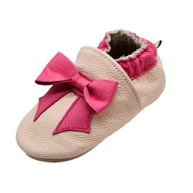 iEvolve Shoes, Unisex Baby Toddler Soft Sole Prewalker Moccasins(Pink Tie, 18-24 Months)