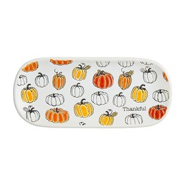 Mud Pie Pumpkins Tgiving Evrythng Dish Platters & Trays, 4" x 9", ORANGE