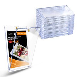 Magnetic Card Holder 35PT [Pack of 10] Baseball Card Holders Hard Plastic Trading Card Protectors for Game Sports Cards Basketball/Football Protective Cards Signed Cards Display
