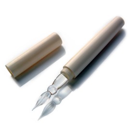 SeventyTwo Handmade Glass Dip Pen, Ivory White, Fine Point, Classic Style for Calligraphy and Art (Ivory White)