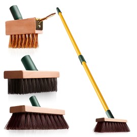XSSIVE 3-in-1 Wire Broom & Garden Brush Set – Adjustable 81-140cm Telescopic Handle with Nylon, Wire, and Gap Brushes for Weeding, Moss & Algae Removal, Patio Cleaning, Outdoor Scrubbing