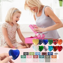 Valentines Cards with Heart Crystals - Valentines Cards with Heart-Shape Crystals - 24X Valentine Exchange Party Favors Love Crystal Gems for Kids