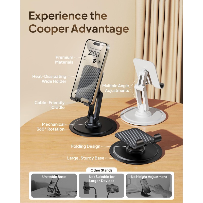 COOPER 360° Stand, Rotating Cell Phone Stand for Desk |