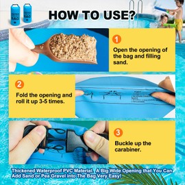 KITCHSTAR Pool Step Weights, Pool Ladder Weights for Above Ground Pools, Waterproof Sand Bags for Pool Steps with Heavy-Duty Nylon & Handle, Work with Above Ground and in-Ground Pool Steps 10Lx2PCS