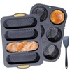 3 PCS Silicone Hamburger Bun Pan and Baguette Pan Set,