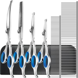 Niura 7 in 1 Professional Pet Grooming Kit - Grooming Scissors Kit Set for Dog & Cat