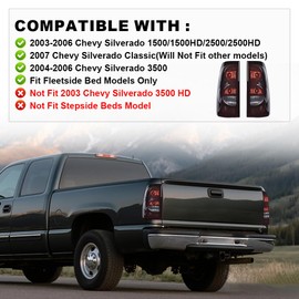 ALLGOOD Tail Lights Assembly Compatible with 2003 2004 2005 2006 Chevy Silverado 1500 2500 3500 Tail Lamps Rear Lights Left+Right Smoke lens, Harness Included