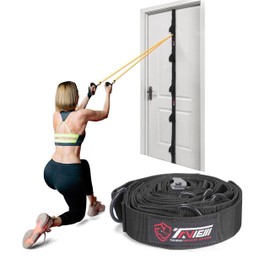 Door Anchor Strap for Resistance Bands Exercises, Multi Point Anchor Gym Attachment for Home Fitness, Portable Door Band Resistance Workout Equipment, Easy to Install, Punch-Free, Nail-Free (Black)