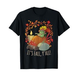 Its Fall Yall Kawaii Cottagecore Aesthetic Frog & Mushroom T-Shirt