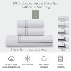Ella Jayne Luxury Duvet Cover Set (3pc), 100% Cotton Duvet Cover, King/Queen Duvet Cover Set, Breathable & Lightweight, White Duvet Cover Queen, Cal King Duvet Cover, King/California King Size Silver