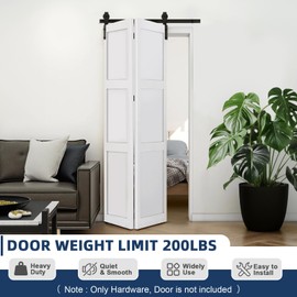 24" Bi-Folding Sliding Barn Door Hardware Kit for Two 10" Bifold Doors, Bi Fold Barn Door Hardware Kit, Smoothly and Quietly, Easy to Install, Heavy Duty Black