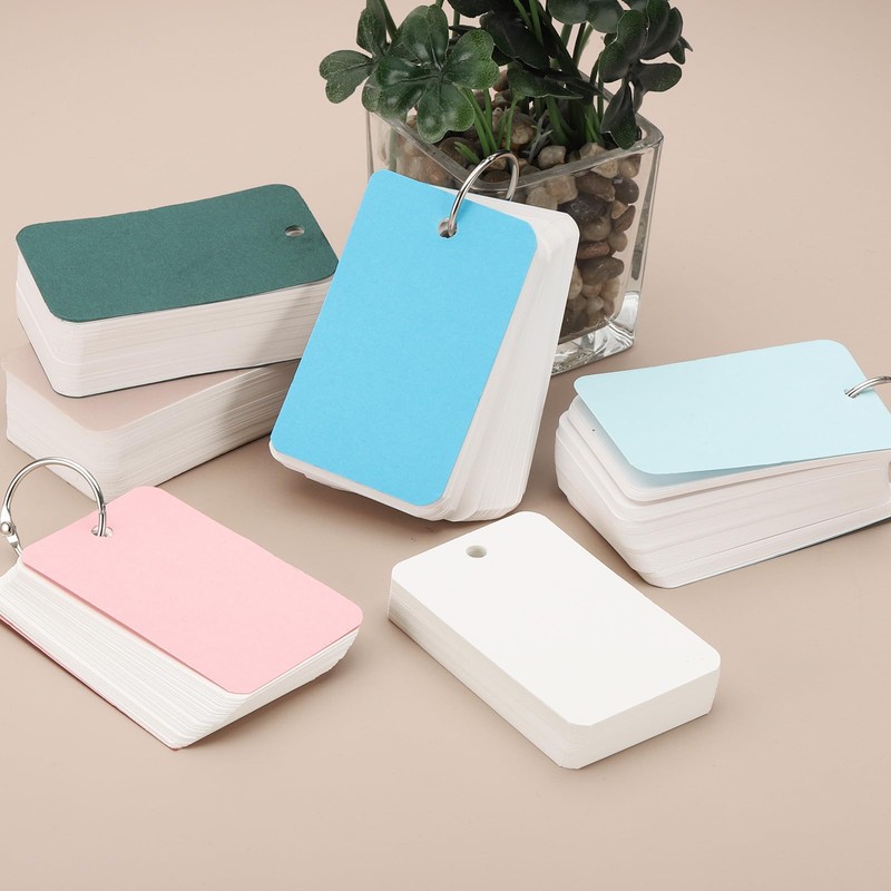 PATIKIL Blank Index Cards with Ring, 600Pcs Blank Flash Card