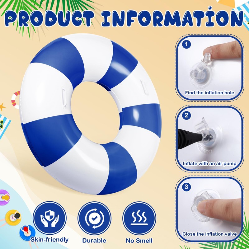 WinnerWhy 3 Pcs Large Swim Ring with Handles Set 47.24"
