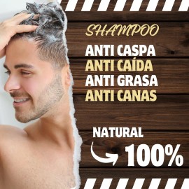 Skin Natural- Shampoo Sólido Anti Caida, Canas, Caspa, Grasa