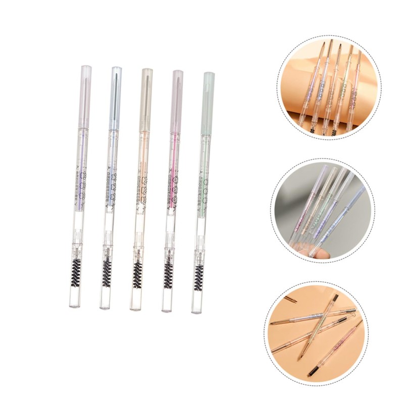 Minkissy 5pcs Eyebrow Makeup Pencils Double-ended Brow Pens Thin Medium