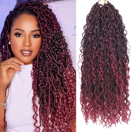 8 Packs Goddess Locs Crochet Hair,24 Inch Boho Faux Locs Crochet Hair,Curly Faux Locs Crochet Hair,Hippie Locs Synthetic Braids,Pre-Looped Messy River Bohemian Locs Hair for Black Women (TBUG#,24Inch)