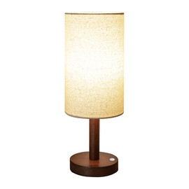 Cordless Table Lamp, 3 Color Dimming Portable Battery Lamp, Touch Control Wood Base Small Bedside Lamps for Night Stands, Living Room, Office(LED Bulb Included) (Cordless Wood Base)