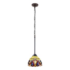 Chloe Lighting Serenity Victorian Tiffany-Style Dark Bronze 1 Light Mini-Pendant 8" Wide
