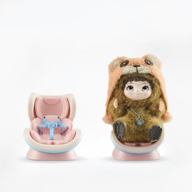 hrabykt Mini Plush Doll Car Seat Ornament for 10-17cm Blind Box Toys,for LaBB Car Seat Includes Magnetic Base & Air Vent Clip – Cute Car & Desktop Display Accessory(Doll Not Included)