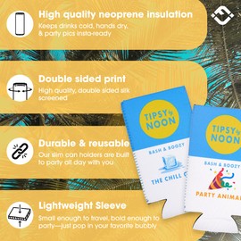 Funky Junque Bachelorette Slim Can Cooler Set | Funny Party Can Sleeves for Beach Bachelorette Party Favors, Bride & Bridesmaid Gifts & Bach Decorations - The Bride (Blue)