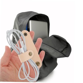 jojofuny 5pcs Leather Cord Organiser Straps for Charging Cords Wire Wrap Management Straps