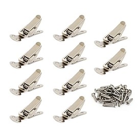 Latch, Stainless Steel Spring Loaded Toggle Latch, Sliver Catch Hasp Clamp Clip Lock with 304 Stainless Steel Screws for Cabinet, Wooden Case, Box, Chest(10 Pack)