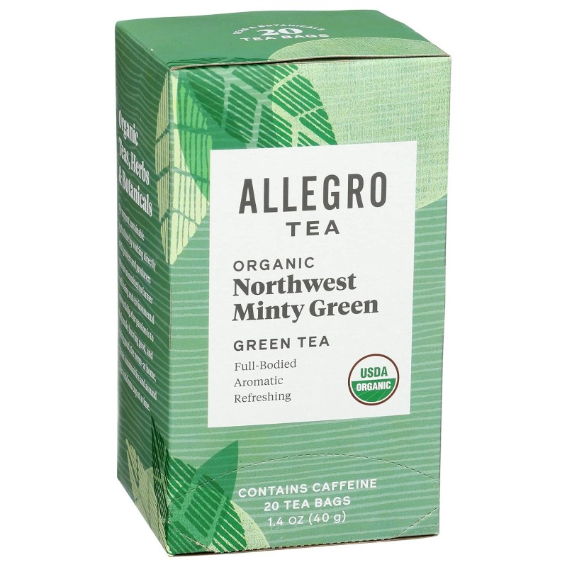 Unbranded Allegro Tea, Organic Northwest Minty Green Tea Bags, 20