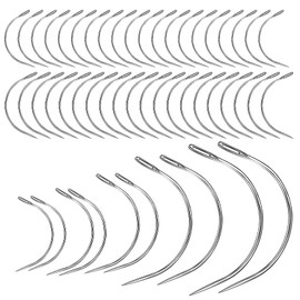50 Pcs Curved Leather Needles,Curved Leather Hand Sewing Needles with 7 Sizes,Upholstery Needles for Leather Carpet or Canvas Repairing or Craft Projects