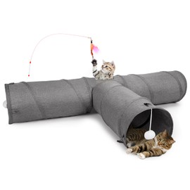 Ownpets Cat Tunnel, 3 Way Cat Tunnel with Play Ball, Cat Toy, Oldable Expandable Play Tunnel, Play Tunnel for Cats, Puppies, Rabbits and Mongoose 25cm Diameter