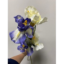 Rikyo 36" 3 pcs Artificial Iris Flower Silk Flower 9 Heads,Flower Bouquet,Long Stems Fake Flower for Real Looking Flower, Home Party and Wedding Holding Flowers,Dining Table Centerpieces(Blue)