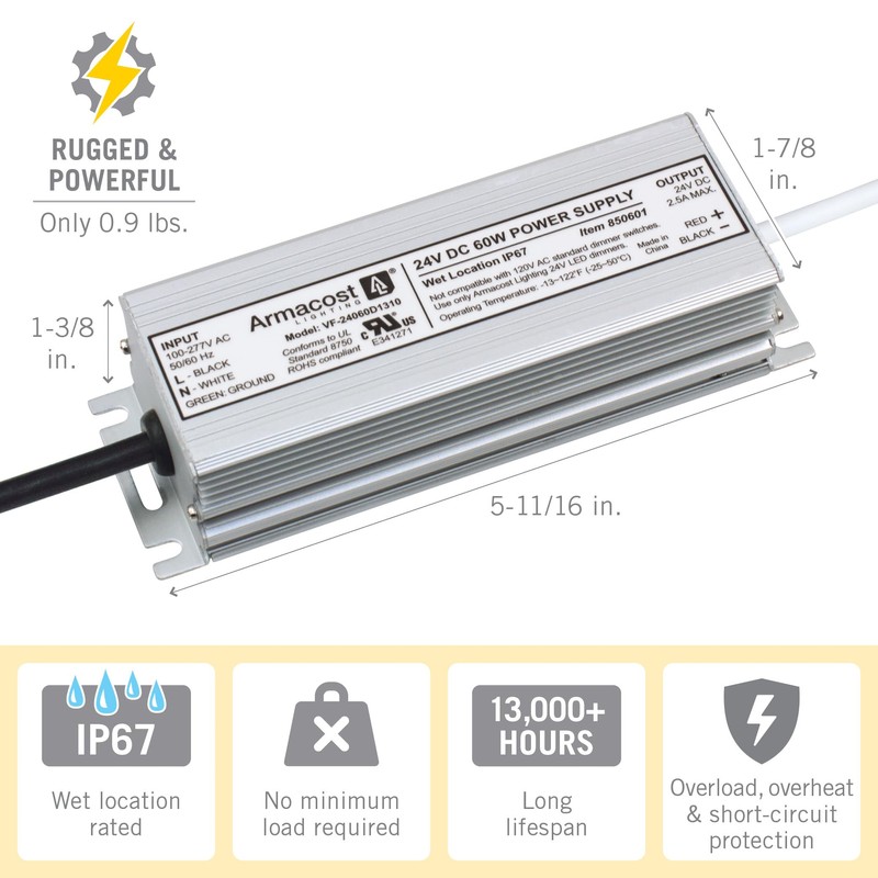 Armacost Lighting 60 Watt Standard Wet Location LED Driver 24V