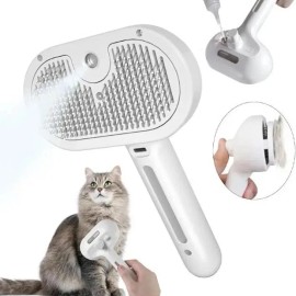 Unbranded Rechargeable Shedding Hair Spray Hot Steam Easy Pet Grooming Brush for Cat, Dog